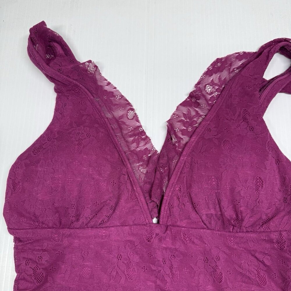 Andie Size S One piece swimsuit Nemale Purple Sexy Floral Lace Pool Vacation NWT - Picture 5 of 10